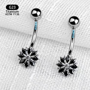 Piercing de nombril en titane F136, motif flocon de neige, zircon 5A - Product Image 3