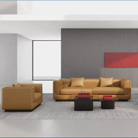 Ensemble de canapés de bureau de direction en cuir véritable, modernes et luxueux, écologiques, durables, sectionnels, avec structure en bois et rembourrage haute densité