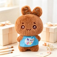 Jouet en peluche lapin marron mignon avec tablier d'artiste et palette de peinture, jouets en peluche doux en forme d'animal, vente en gros, peluche personnalisée