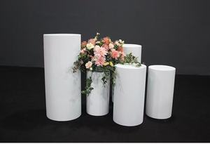 Set Van 5 Plint Ijzeren Rimpelstijl Wit/Roze Cilinder Plinten Display Dessert Tafelstandaard Voor Bruiloftsfeest Decoratie - Product Image 5