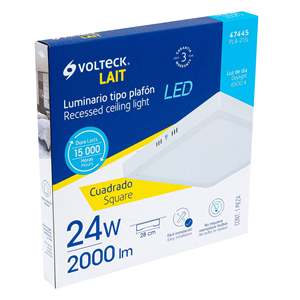 Volteck PLA-213L moderno quadrato LED plafoniera 24W 6500K bianco 4000K CCT IP44 Rating per soggiorno sospeso installazione stile - Product Image 1