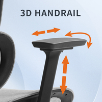 Chaise de bureau ergonomique à dossier haut avec appui-tête et accoudoirs 3D Chaise de bureau en maille à la maison Coussin épais Chaise d'ordinateur