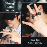 Nouvelle bague de pouce pour homme en acier inoxydable de haute qualité, style Viking, vintage, avec amulette œil de diable et griffe, ornée d'ambre
