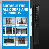 Meilleure vente serrure de porte en verre intelligente à glissière automatique noire clé d'empreinte digitale TT App déverrouillage pour porte en aluminium stockage de données en nuage