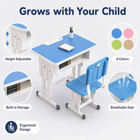 Bureau et chaises modernes pour étudiants, mobilier scolaire monoplace avec design sécurisé à bords arrondis pour salle de classe primaire