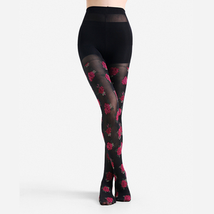 महिलाओं के पुष्प पैटर्न जांघ उच्च लक्जरी जाल के साथ फीता गुलाब सेक्सी पैंटीहोज थोक लोकप्रिय डिजाइन - Product Image 3