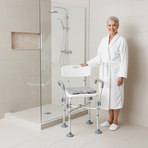 Silla de Ducha Acolchada (150 kg), Sillas de Baño para Mayores, Asiento Blanco KMINA K30017 - Product Image 3
