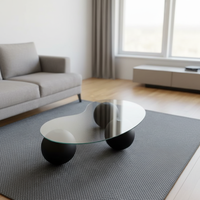 Table basse en verre trempé créative, design rond, style moderne et simple, couleur crème, pour petit appartement
