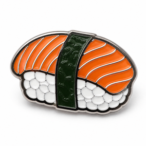 Pin de solapa esmaltado personalizado con diseño de comida (sushi, palomitas, perrito caliente), chapado en plata, insignia de broche, regalo, venta al por mayor, directo de fábrica - Product Image 1