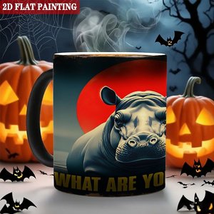 Frosted Black 11oz <b>Ceramic</b> <b>Mug</b> Heat Color Changing Drinking Cup Thickened Handle Comfortable Holding - Product Image 6