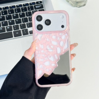 Coque de téléphone ajourée au design créatif pour les nouveaux iPhone 18 17 16 15 Pro Max, coque de protection rafraîchissante pour l'été, avec miroir de maquillage pour iPhone 14 13
