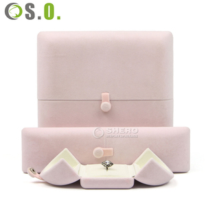 Boîte à bijoux en velours double ouverture de qualité supérieure avec logo personnalisé pour bagues, colliers, bracelets et pendentifs - Product Image 1