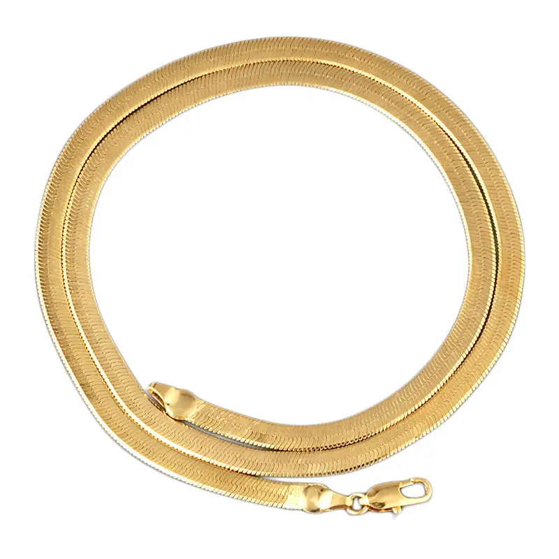 חדש אופנה 18K זהב מצופה שרשרת 7mm זהב מצופה אדרה שטוח נחש להב שרשרת שרשרת