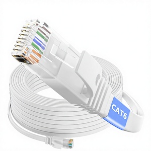 สายแพทช์ Cat6 แบบแบน UTP ยาว 1-30 เมตร 32/30awg 1Gbps 8P8C ปลอกหุ้ม PVC แบบขึ้นรูป ยืดหยุ่นได้ มีความเสถียรสูง สำหรับอุปกรณ์ภายในบ้าน สายทองแดงเปลือย - Product Image 1
