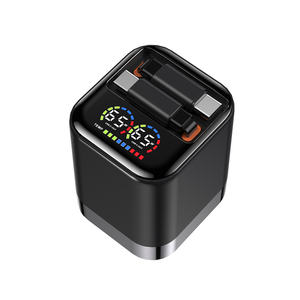 Cargador de pared múltiple retráctil súper rápido, mini cargador de teléfono con LED digital, cargador rápido GaN de 65W con cables retráctiles - Product Image 5