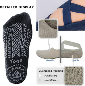 Yoga Especial Personalizado Doble Correa Athleticn Grip on Slip Yoga <span class=keywords><strong>Calcetines</strong></span> Con Logo para Mujeres - Product Image 6