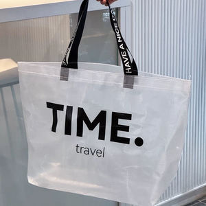 Commercio all'ingrosso moda trasparente <span class=keywords><strong>PP</strong></span> tessuto di plastica Tote borsa Eco- Friendly riciclato laminato tessuto borsa con manico - Product Image 3