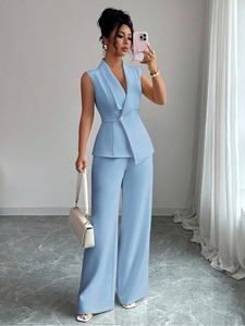 Costume pour femme élégant style occidental transfrontalier Printemps/Été 2026 : <span class=keywords><strong>Blazer</strong></span> sans manches et pantalon droit - Product Image 6