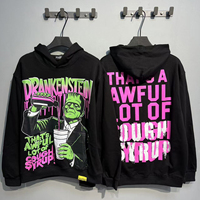 Hoodie Fleece Tebal Berkualitas Tinggi 100% Katun untuk Pria, Model Oversize Kasual Musim Gugur, Streetwear dengan Pola Huruf Cetak Digital