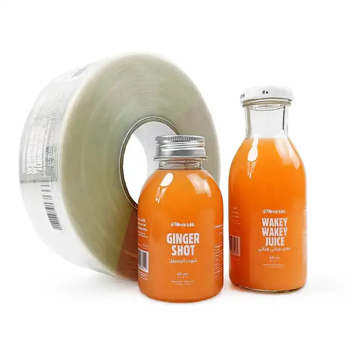 Etiquetas adhesivas de logotipo de vinilo blanco transparente personalizadas para embalaje de botellas de tarros para jugo de fruta