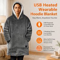 USB-Beheizbare Tragbare Decke 3 Heizstufen Flanell-Fleece Kapuzendecke Kohlefaser-Heizung Elektrische TV-Decke