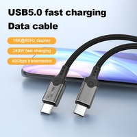 1M Thunderbolt 5 kabel Data tipe C, kabel Data 80Gbps 16K 60HZ 240W kompatibel dengan USB5.0 Thunderbolt 4