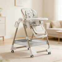 Chaise haute de sécurité multifonctionnelle 3-en-1 réglable et luxueuse pour bébé de 0 à 12 mois, siège pivotant pliable en PP