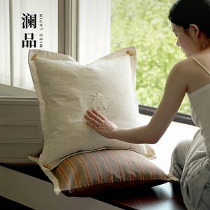Federa decorativa per la casa tessuto da soggiorno fodera per cuscino fodera per cuscino in cotone 80% 20% ramiè in bambù - Product Image 4