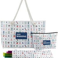 Sac de transport moderne et portable FACCUB en toile pour Mahjong, avec imprimé Poisson Koi Porte-Bonheur, pour enfants, idéal pour le divertissement