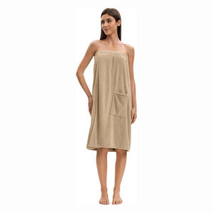 Custom logo Factory Wholesale Coral Velvet <strong>Velcro</strong> Thickened Dress Simple Soft Bath <strong>Towel</strong> Beauty Chest <strong>Wrap</strong> Bath Skirt for Women - Product Image 4