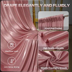 Gogoparti Tenda Scenografica con Paillettes Oro Rosa 10x10FT 5x10FT, 2 Pannelli Senza Pieghe, Glitter per Fotografia, Compleanni, Matrimoni - Product Image 4