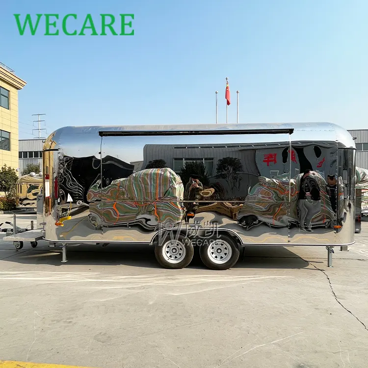 Wecare 550*210*210Cm Airstream Food Truck Met Volledige Keuken Mobiele Trailers Bbq Food Catering Trailer