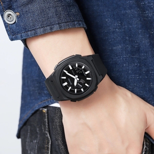 Skmei 2091 <span class=keywords><strong>Orologio</strong></span> da Polso Classico da <span class=keywords><strong>Uomo</strong></span> con Cinturino in Silicone, Doppio Fuso Orario, LED <span class=keywords><strong>Analogico</strong></span>, Impermeabile, <span class=keywords><strong>Digitale</strong></span>, Sportivo con Lancette Luminose - Product Image 2