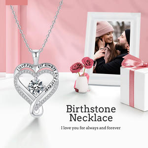 Collana a catena a doppio strato con cuore in rame e zirconi, stile Europa America, per l'amore eterno, da donna, <span class=keywords><strong>Ocean</strong></span> <span class=keywords><strong>Star</strong></span> Twelve - Product Image 3