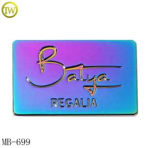 アンティーク銅長方形形彫刻合金プレートファッションブランドロゴ2穴エンブレム家具とハンドバッグ - Product Image 4