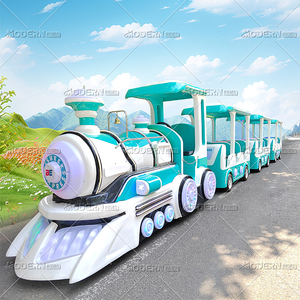 รถไฟไร้รางมาตรฐาน CE ระดับพรีเมียม ตู้โดยสารกึ่งปิด พร้อมไฟ LED สีสันสดใส สำหรับความบันเทิงครอบครัวเชิงพาณิชย์ - Product Image 4