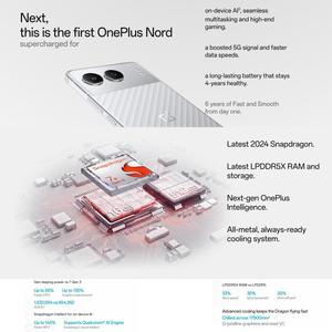 สมาร์ทโฟน <span class=keywords><strong>OnePlus</strong></span> <span class=keywords><strong>Nord</strong></span> 4 5G 6.74นิ้วแอนดรอยด์14 Qual Snap 7 plus Gen 3 NFC 5G 16GB + 512GB OCTA core 100W เวอร์ชั่นสากล LTE - Product Image 5
