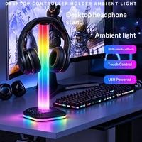 Nouveau support de casque RGB tactile pour jeux PC, support d'affichage pour casque de jeu avec lumière ambiante, support de bureau pour salle de jeux, Noël