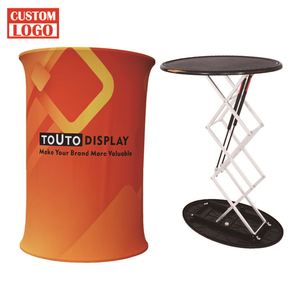 Podium d'exposition portable personnalisé avec éclairage LED, tissu tendu, cadre en aluminium et sac de transport - Product Image 1