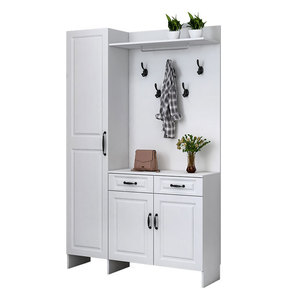 Zapatero simple para puerta, armario para pasillo, abrigo, almacenamiento de pared con espejo de espiga, estante de gran capacidad para estar - Product Image 5