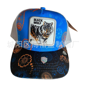 หมวกแก๊ปตาข่าย Black Wolf ลายดอกไม้สีน้ำเงินดำ ระบายอากาศได้ดี เหมาะสำหรับกิจกรรมกลางแจ้ง 男女兼用 - Product Image 1