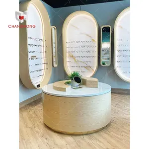 Luxus runde Holz Sonnenbrille Tisch Display Ständer für Brillen Shop optischen Shop Innen möbel Design