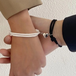 2 יחידות צמיד ידידות עיצוב קלאסי מכירות חמות לב אהבה מגנט קלוע חבל מתכוונן זוג צמידים תואמים לאוהבים - Product Image 1