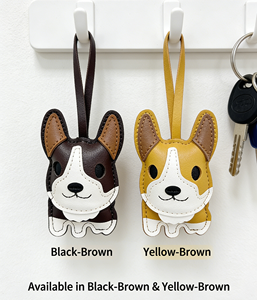 Llavero de cuero hecho a mano OEM con diseño de Corgi, bonito colgante de cachorro de dibujos animados para bolso, llavero personalizado de animal para mujer, soporte de llaves de coche a la moda - Product Image 3