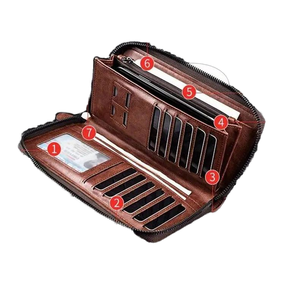 NappaレザーウォレットRFID保護オックスフォードVentroリップスティック<span class=keywords><strong>Exentri</strong></span> GuchiメダルZadigジッパー式カード仕切りショート丈 - Product Image 1