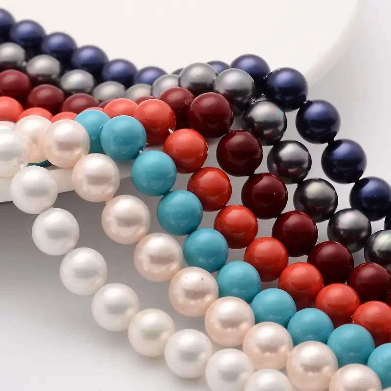 Pandahall 10 hebras de colores mezclados 8mm grado A perlas de concha redonda pulida