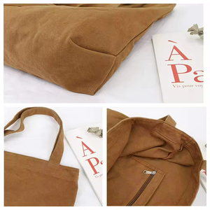 Tùy Chỉnh Thiết Kế Công Suất Lớn Bông Vải Mua Sắm Túi Cho Phụ Nữ Giản Dị Vai Túi Với Túi Hai Tay Cầm Mở Đóng Cửa - Product Image 3