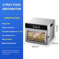 Déshydrateur alimentaire professionnel 6 plateaux en acier inoxydable 220V/110V avec minuterie 12 heures pour fruits et légumes de haute qualité