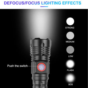 Super luminoso Zoom XHP50 LED torcia ricaricabile torcia a penna torcia retrattile testa di attacco Design campeggio tattico Flash - Product Image 5