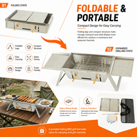 Barbecue portable pliable au charbon de bois pour l'extérieur, en acier inoxydable, idéal pour le camping et les pique-niques (vente en gros)